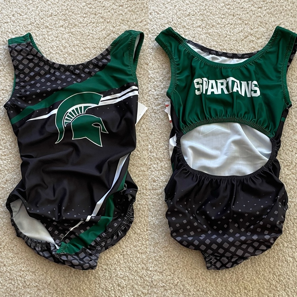 NWT Foxy’s MSU Michigan State University Gymnastics College Leotard Many Sizes